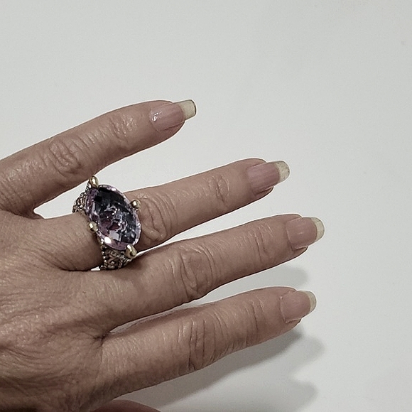 BARBARA BIXBY AMETHYST Hidden Enamel FLOWER Ring - Picture 9 of 10